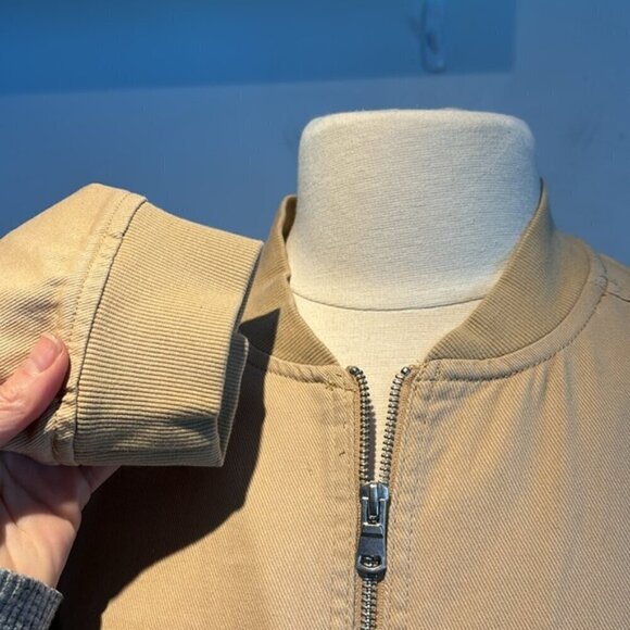 Nicole Miller New York tan/camel 100% cotton cropped denim zip jacket size L NWT - Picture 9 of 11